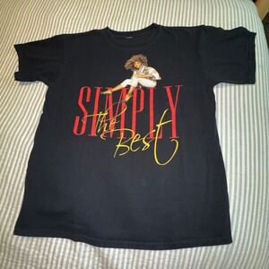 Tina Turner Simply The Best Graphic T-Shirt Black Rock Music Tee cut tag